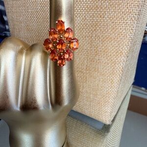 Serpentine Garnet Cluster Ring